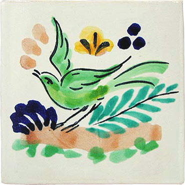 緑の鳥 絵 メキシコ マジョリカ タイル