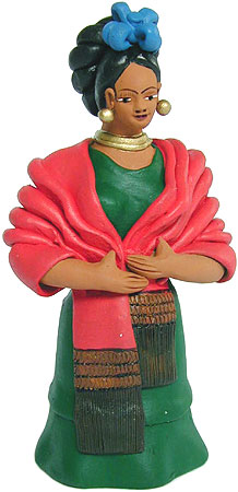 赤いレボッソ（ショール）を身につけたフリーダ（フリーダ カーロ 人形）- LABRAVA [メキシコ 民芸 雑貨 インテリア 通販]