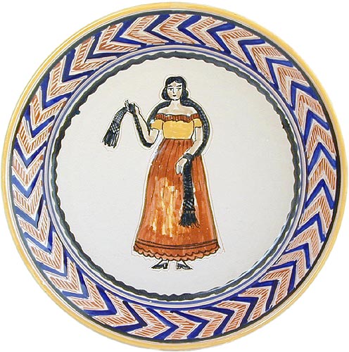 メキシコ女性が描かれた飾り皿