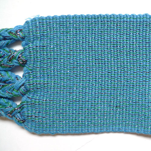手織り帯 - 青