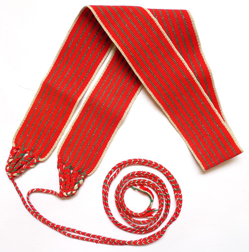 シナカンタンの手織り帯 - 赤