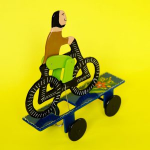 メキシコ伝統玩具 オリナラ テマラカツィンゴ 塗り物 自転車マン