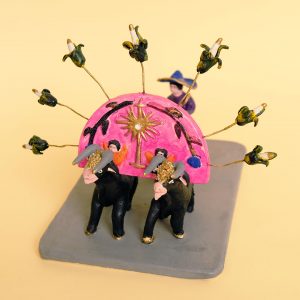 メテペック 土人形 二頭立ての牛と種まく人