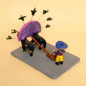 メテペック 土人形 二頭立ての牛と種まく人