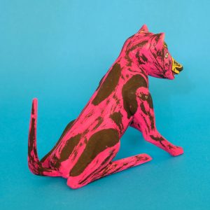 オアハカ ウッドカービング ピンク犬