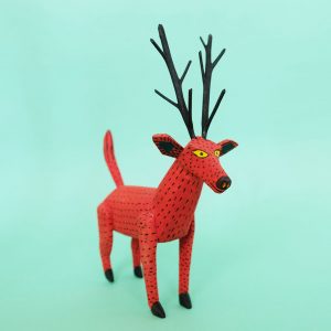 オアハカ ウッドカービング キリーノサンティアーゴ 鹿 置物 木彫