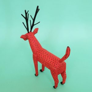 オアハカ ウッドカービング キリーノサンティアーゴ 鹿 置物 木彫