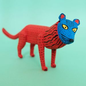 オアハカ ウッドカービング キリーノサンティアーゴ ライオン 置物 木彫