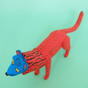 オアハカ ウッドカービング キリーノサンティアーゴ ライオン 置物 木彫