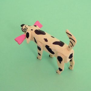 オアハカ ウッドカービング マルティンサンティアーゴ 骨をくわえた犬 置物