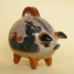 メキシコ　アレブリエス貯金箱(ブタ) ブタ（トナラ焼）- LABRAVA [メキシコ 民芸 フォークアート 雑貨]