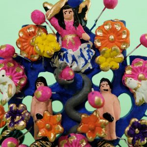 メキシコ メテペック 生命の樹 壁掛け鏡 陶芸 工芸品 民芸品