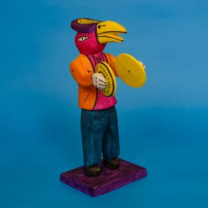 メキシコ ウッドカービング 鳥 シンバル 置物
