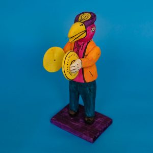 メキシコ ウッドカービング 鳥 シンバル 置物