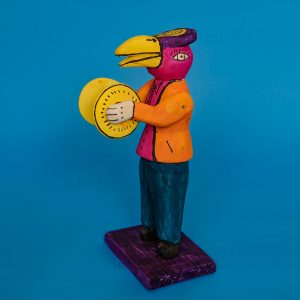 メキシコ ウッドカービング 鳥 シンバル 置物