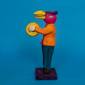 メキシコ ウッドカービング 鳥 シンバル 置物