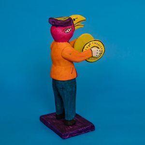 メキシコ ウッドカービング 鳥 シンバル 置物