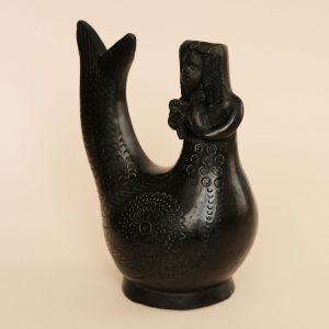 メキシコ オアハカ 黒陶 人魚 置物