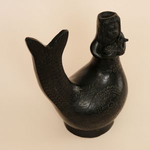 メキシコ オアハカ 黒陶 人魚 置物