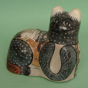 猫（トナラ焼置物）- LABRAVA [メキシコ 民芸 フォークアート 雑貨]